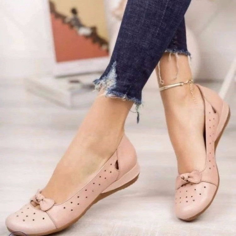 Round Toe Bowknot Gommino Women's Shallow Mouth Flats Flat Women's Shoes