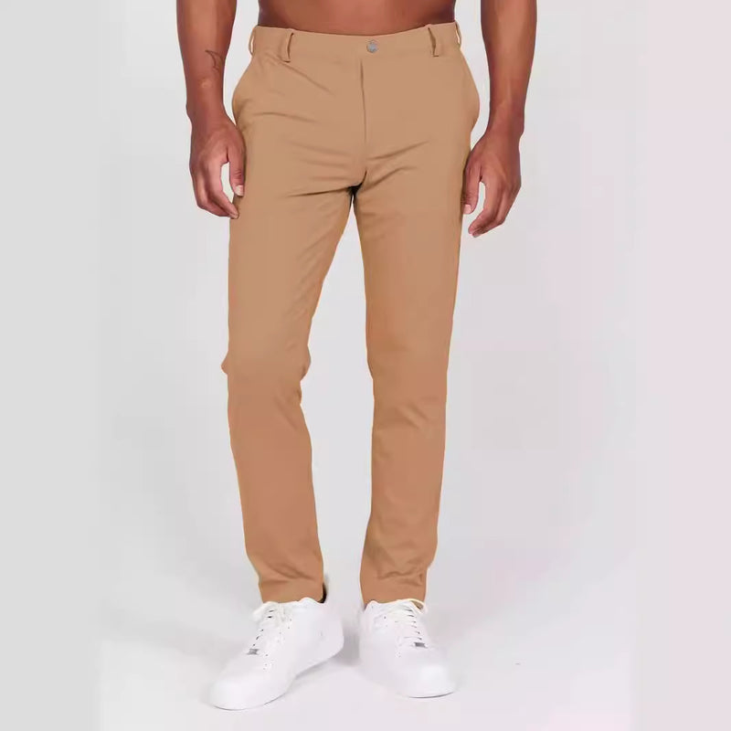 Four Seasons Slim Fit Men's Casual Solid Color Trousers