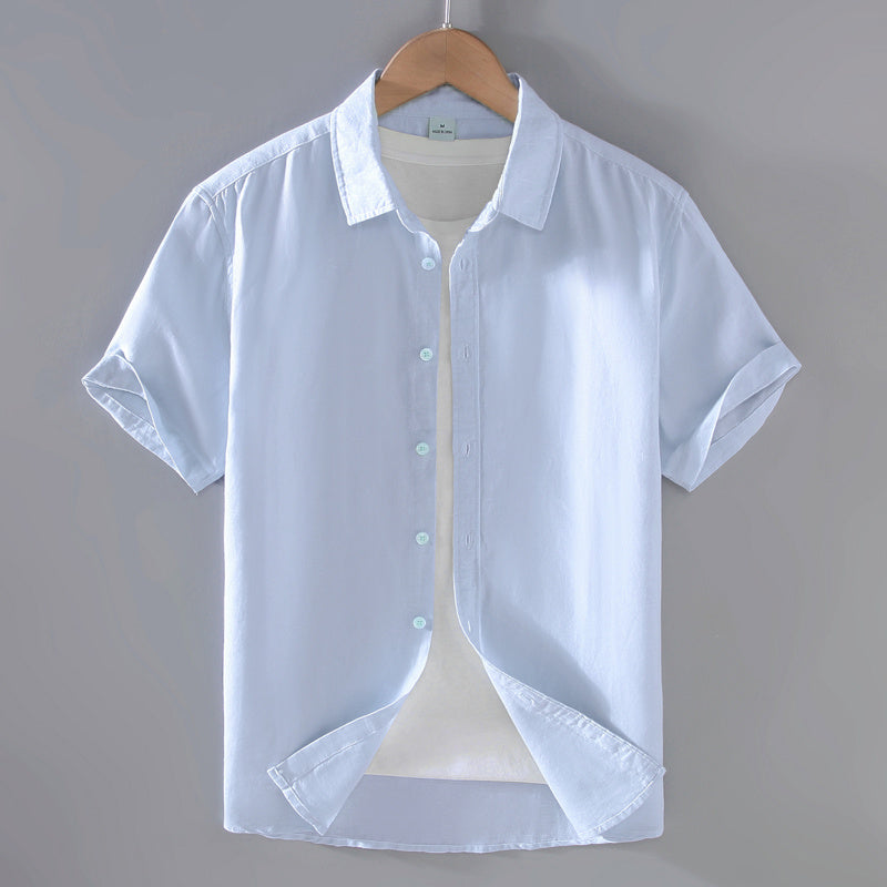 Men's Linen Short-sleeved Shirt Casual Loose