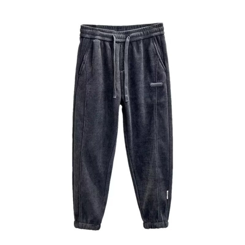 Men's Corduroy Casual Loose Straight Ankle-tied Trousers