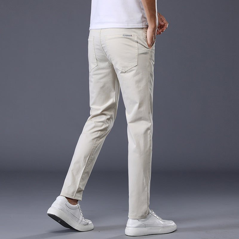 Men's Casual Elastic Slim Fit Small Straight Leg Pants