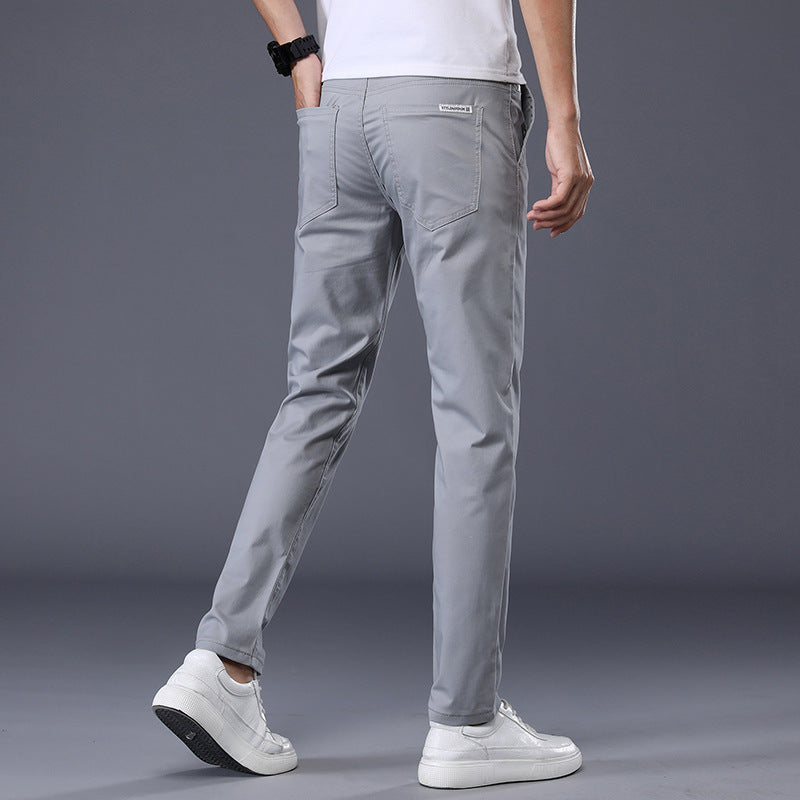 Men's Casual Elastic Slim Fit Small Straight Leg Pants