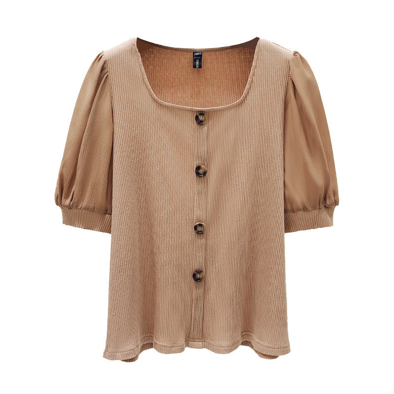 Covering The Flesh And Showing Thin Square Neck Pit Strip Knitted Bottoming Shirt Trendy