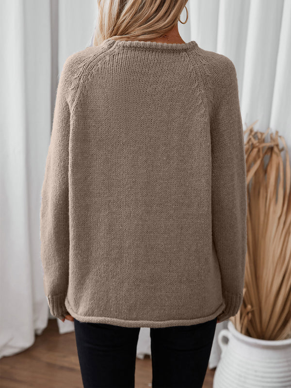 Solid Color Curling Pullover Women's Sweater