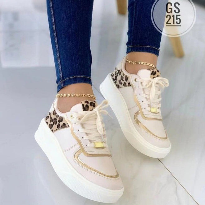 Autumn New European And American Color Matching Platform Lace-up Comfortable Sports Casual Women's Sneakers