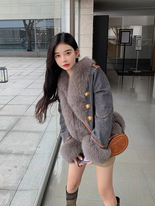 Winter New Fox Fur Fur Short Goose Down Young Coat For Women