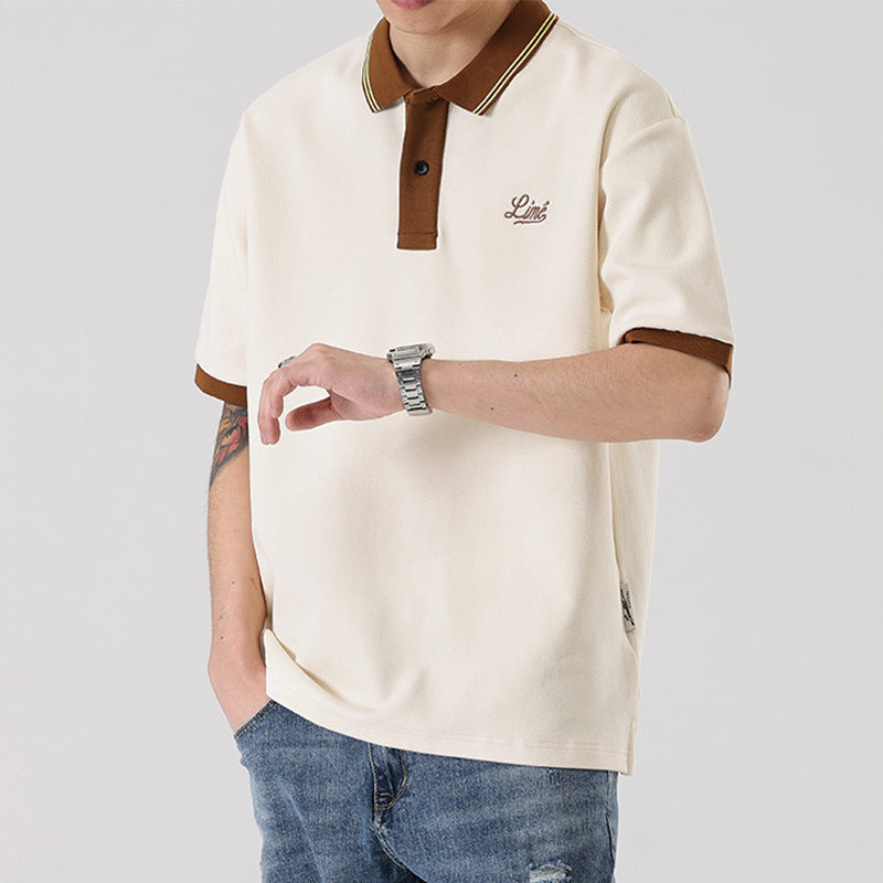 Fashion American Contrast Color Short Sleeve Men