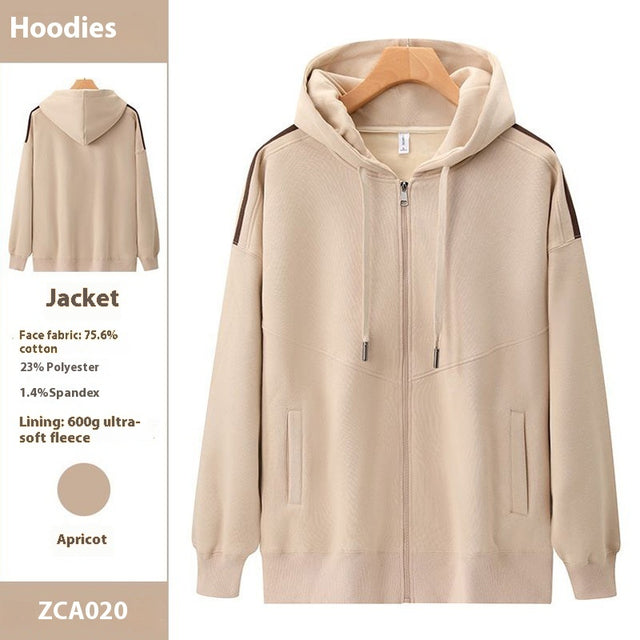 Autumn And Winter Heavy Velvet Padded Hooded Sweatshirt