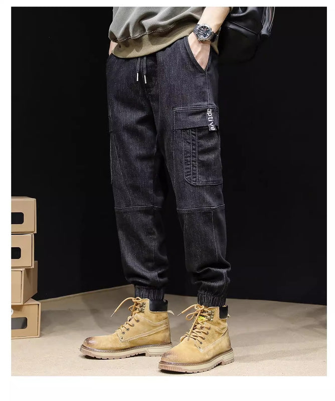 Men's Loose Retro Elastic Waist Jeans