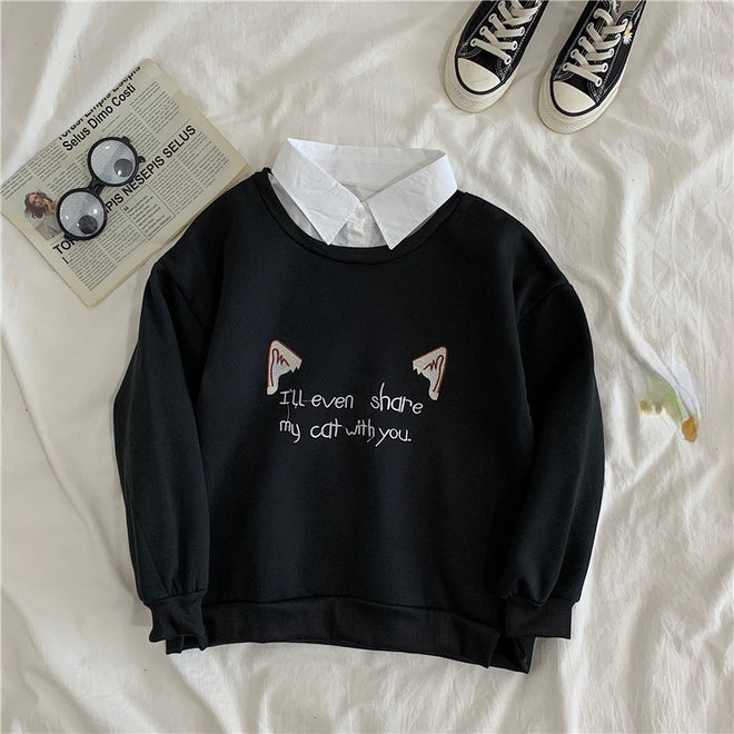 High School Students Fashion Casual Sweater Fleece Two-piece Set