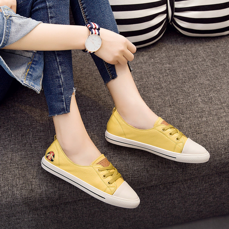 2021 early autumn new Korean fashion leisure shoes leather strap all-match Asakuchi white shoes