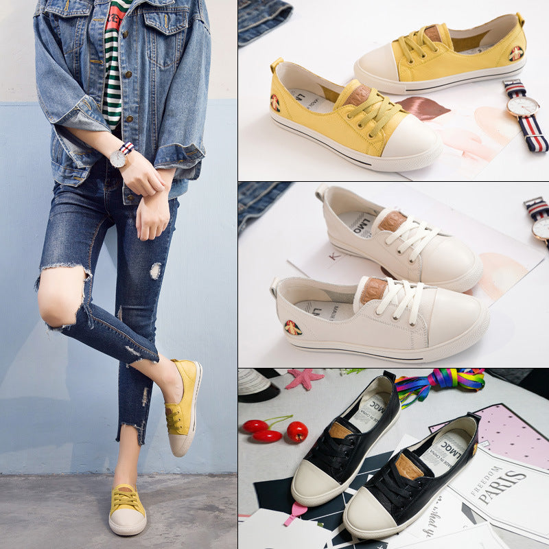 2021 early autumn new Korean fashion leisure shoes leather strap all-match Asakuchi white shoes