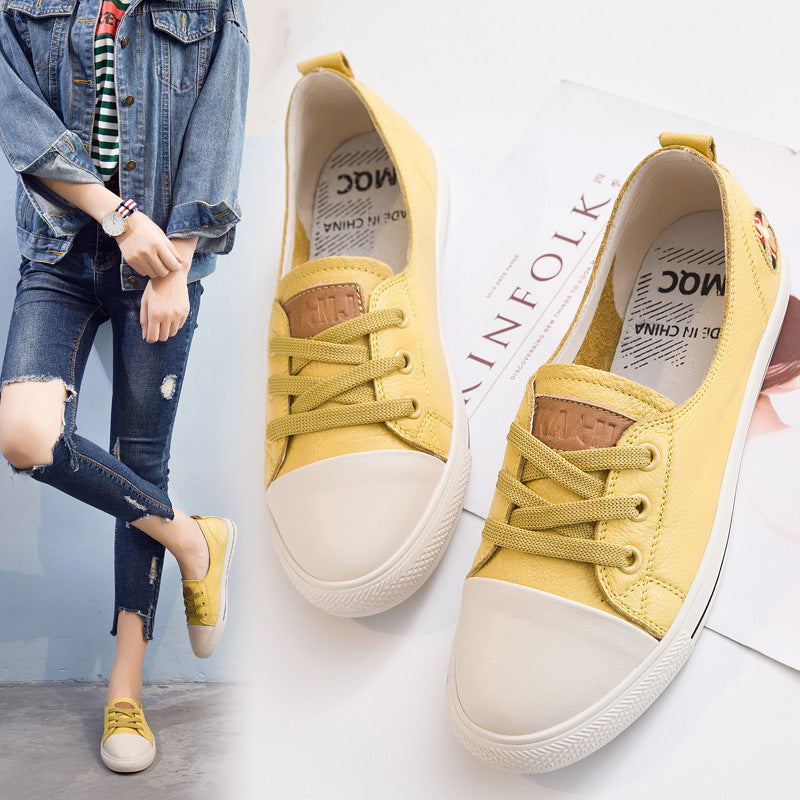 2021 early autumn new Korean fashion leisure shoes leather strap all-match Asakuchi white shoes