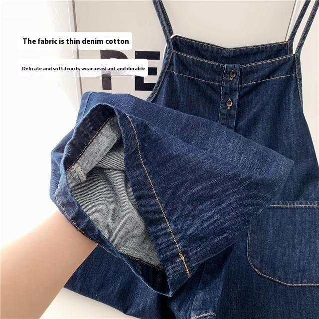 High Waist Slimming Denim Suspender Pants For Women