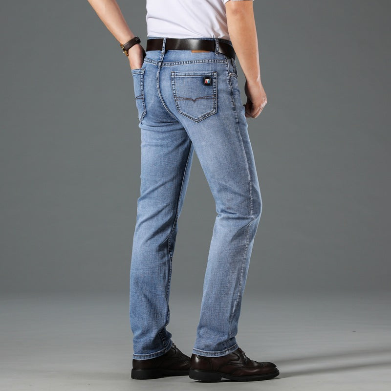 Fashion Light Blue Casual Straight Jeans Trousers