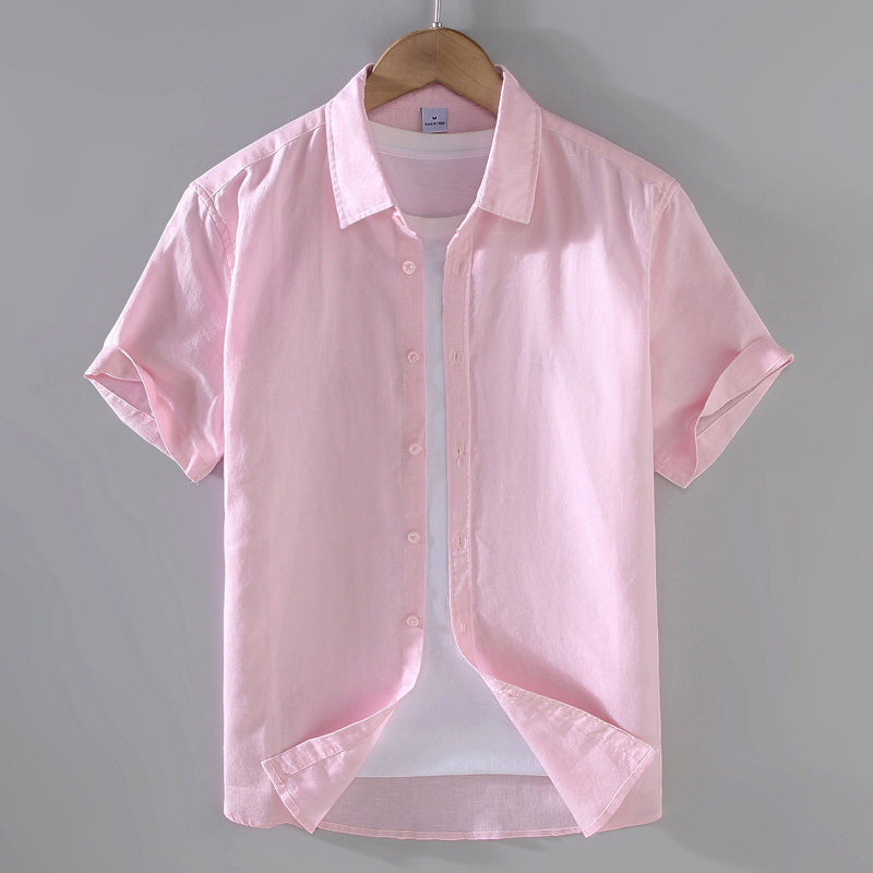 Men's Linen Short-sleeved Shirt Casual Loose