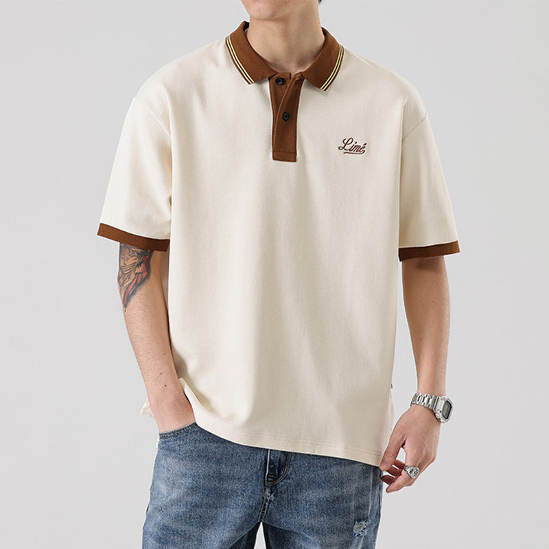 Fashion American Contrast Color Short Sleeve Men