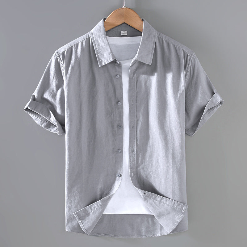 Men's Linen Short-sleeved Shirt Casual Loose