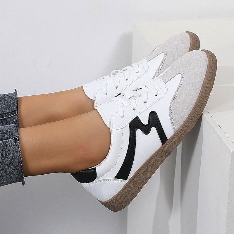 Flat Bottom Casual Lace Up Vintage Skateboard Shoes