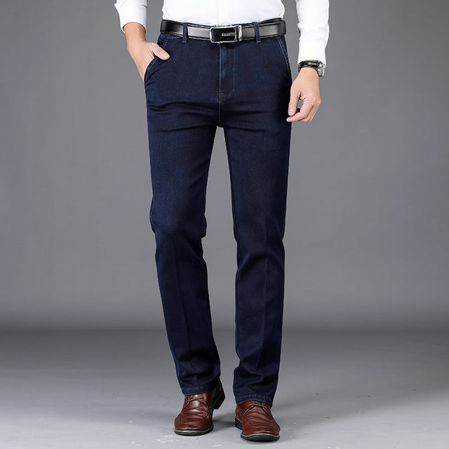 Stretch Casual Men's Trousers Straight High Waist Jeans