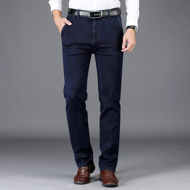 Stretch Casual Men's Trousers Straight High Waist Jeans