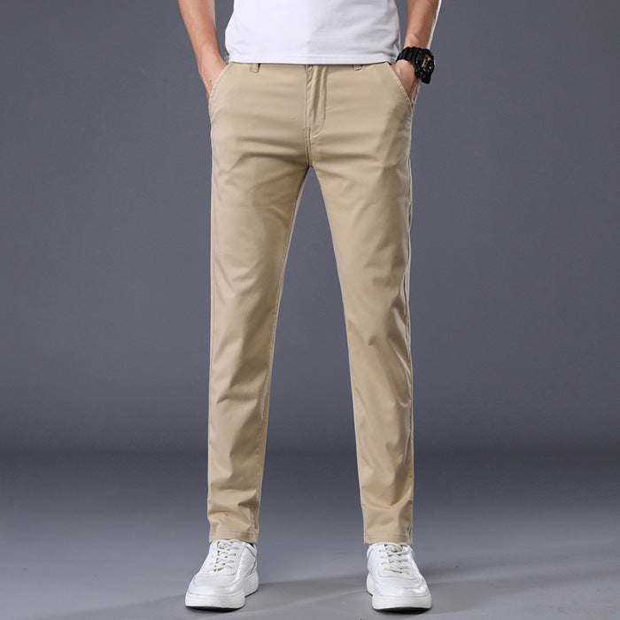 Men's Casual Elastic Slim Fit Small Straight Leg Pants