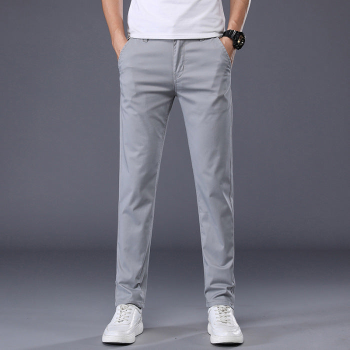 Men's Casual Elastic Slim Fit Small Straight Leg Pants