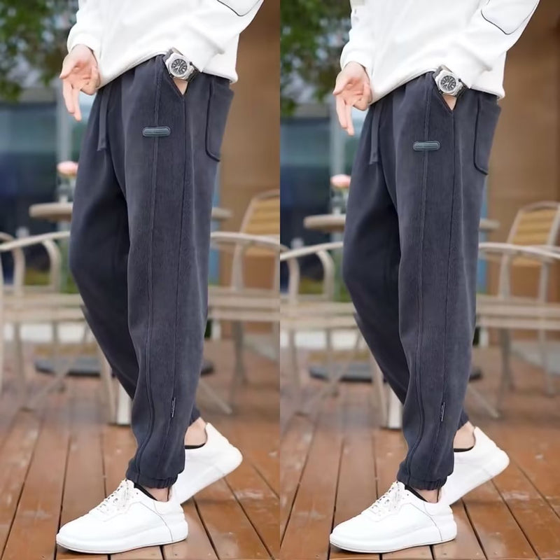 Men's Corduroy Casual Loose Straight Ankle-tied Trousers