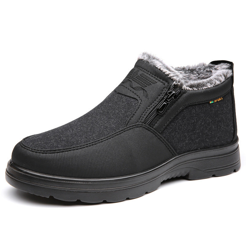 Men's Cotton Shoes Fleece Lined Padded Warm Keeping Middle-aged And Elderly Waterproof Non-slip