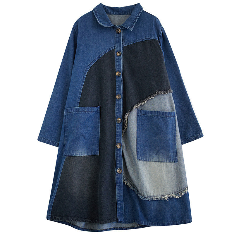 Autumn Japanese New Retro Wash Plus Size Denim Coat