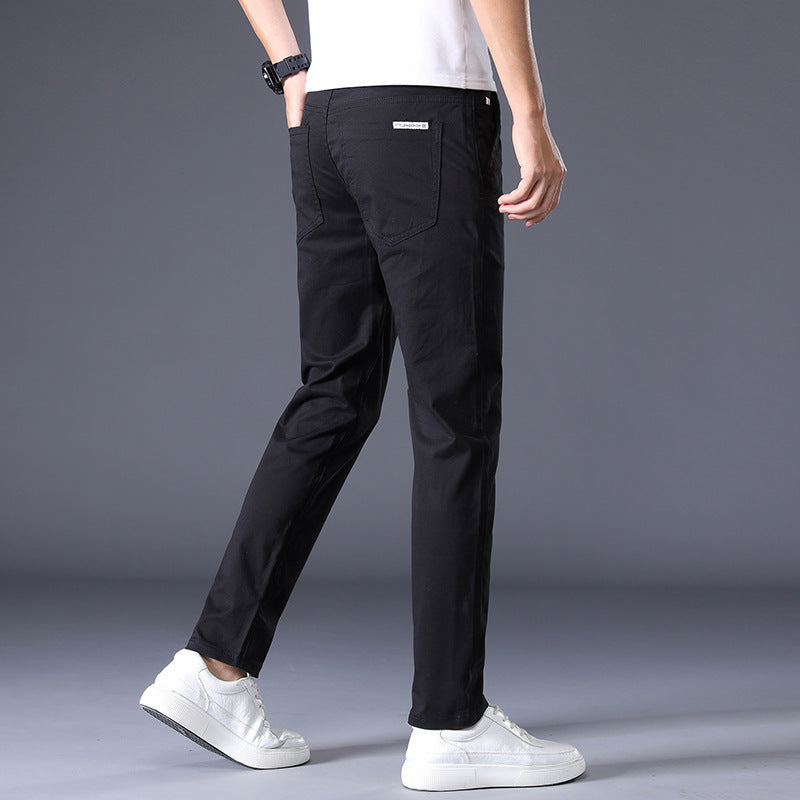 Men's Casual Elastic Slim Fit Small Straight Leg Pants