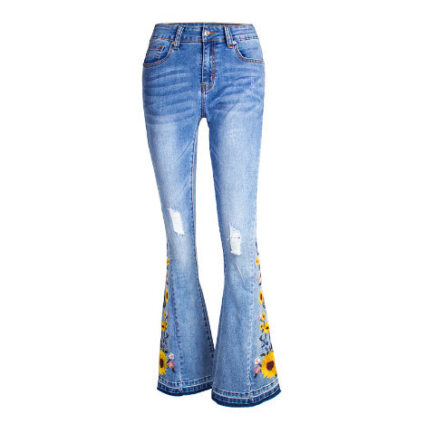 Women's Flared Jeans Women's 3D Embroidery