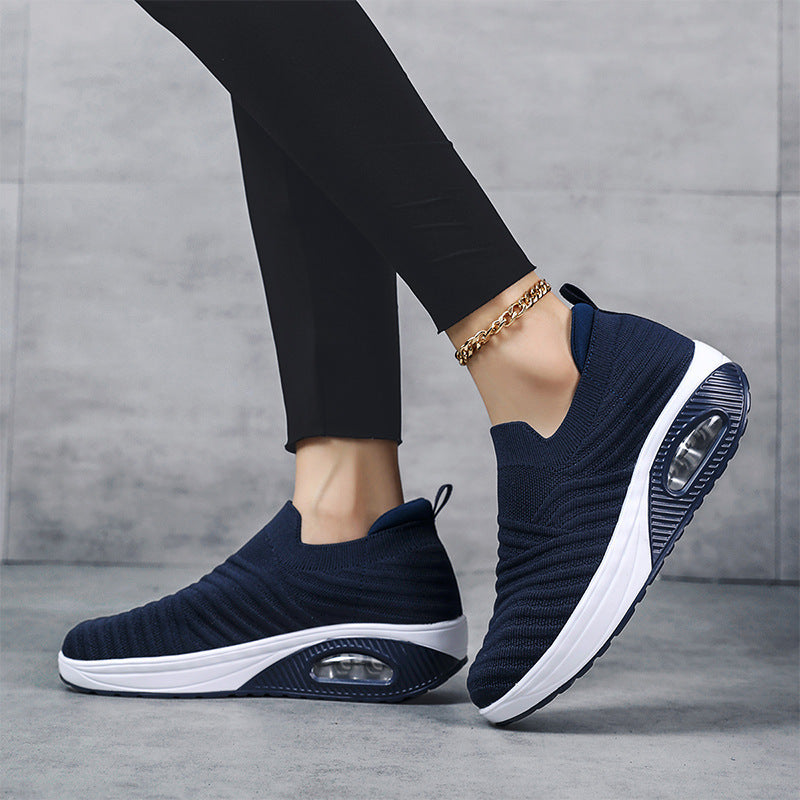 Slip-on Shoes Breathable Platform Mesh Surface Flying Woven Casual