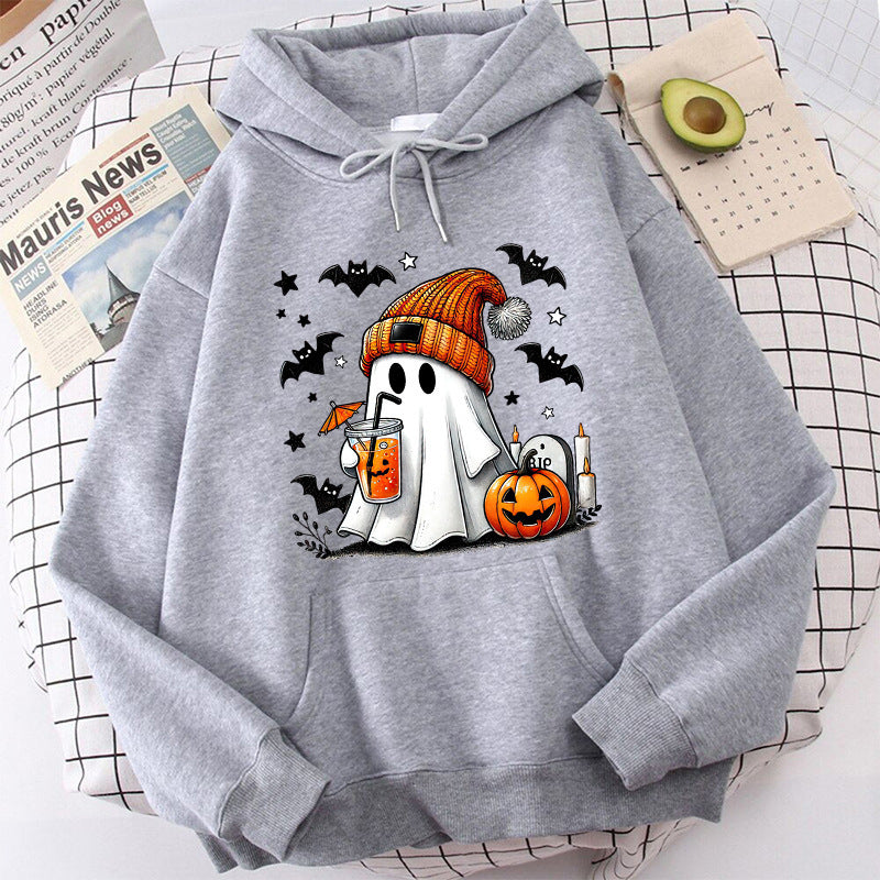 Halloween Ghost Pumpkin Bat Hoodies For Women Fashion Hooded