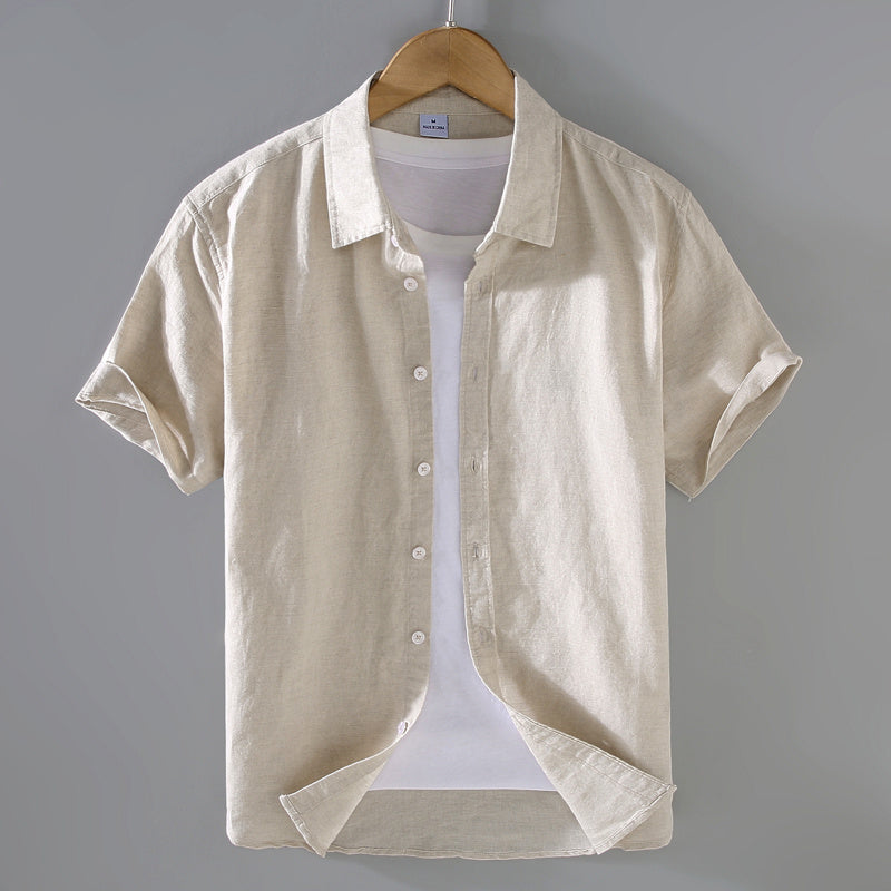 Men's Linen Short-sleeved Shirt Casual Loose