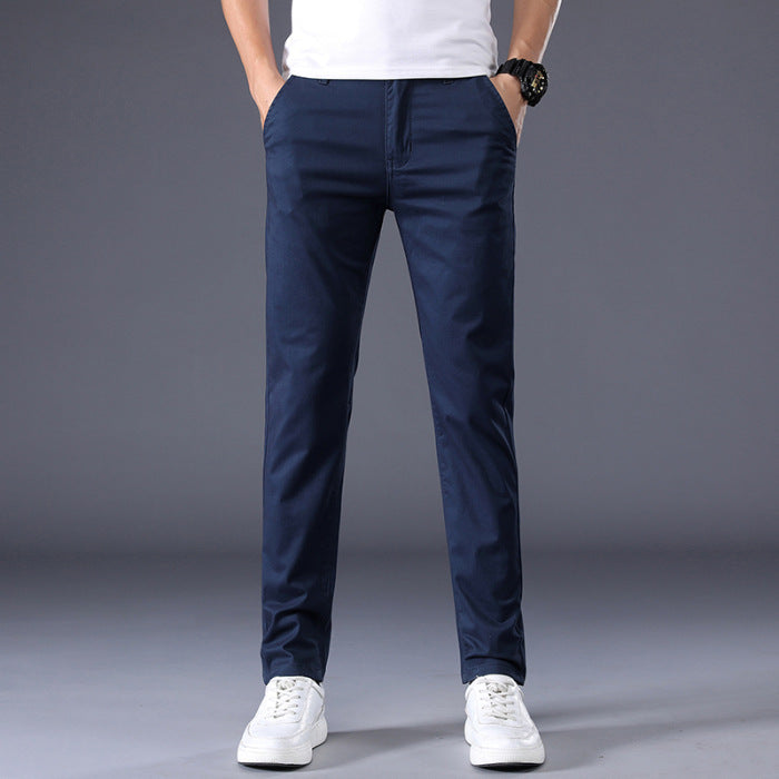 Men's Casual Elastic Slim Fit Small Straight Leg Pants