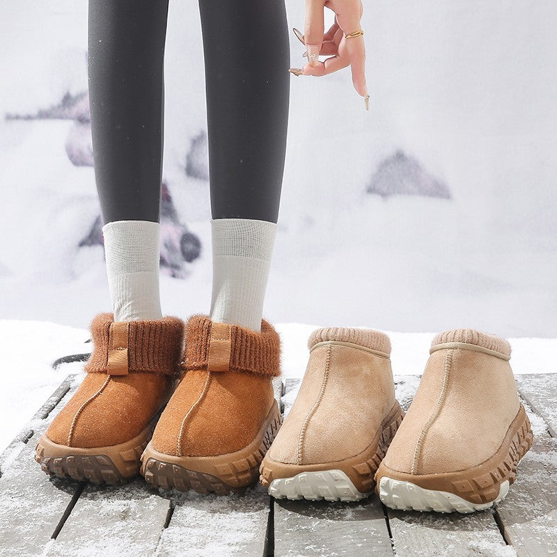 Winter Snow Boots With Anti-slip Tire-sole Design Fashion Outdoor Warm Suede Ankle Boot For Women Shoes