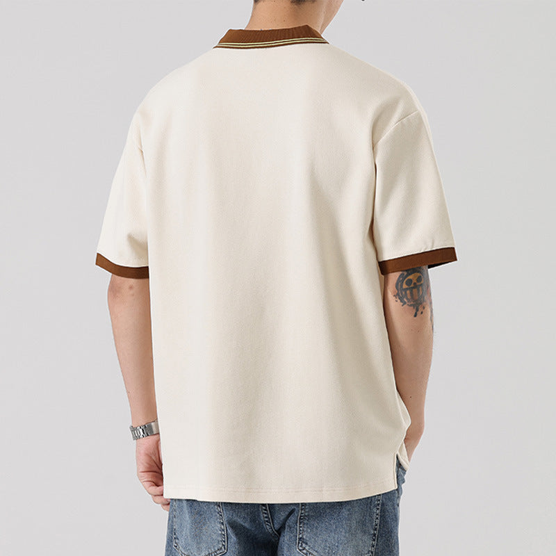 Fashion American Contrast Color Short Sleeve Men