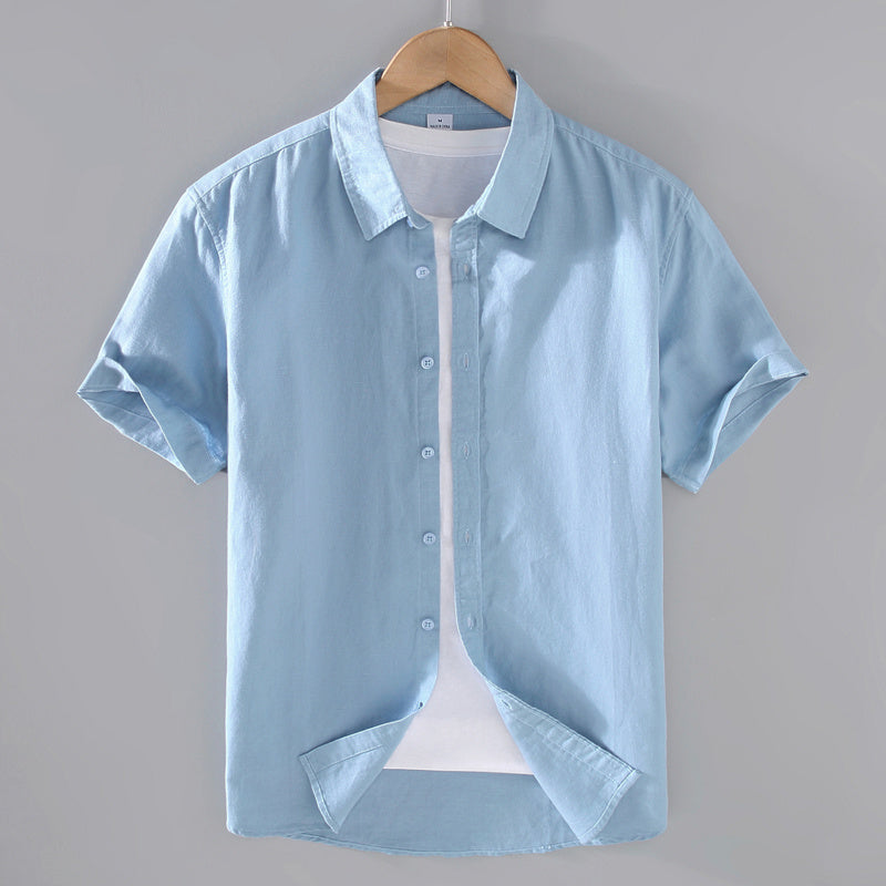 Men's Linen Short-sleeved Shirt Casual Loose