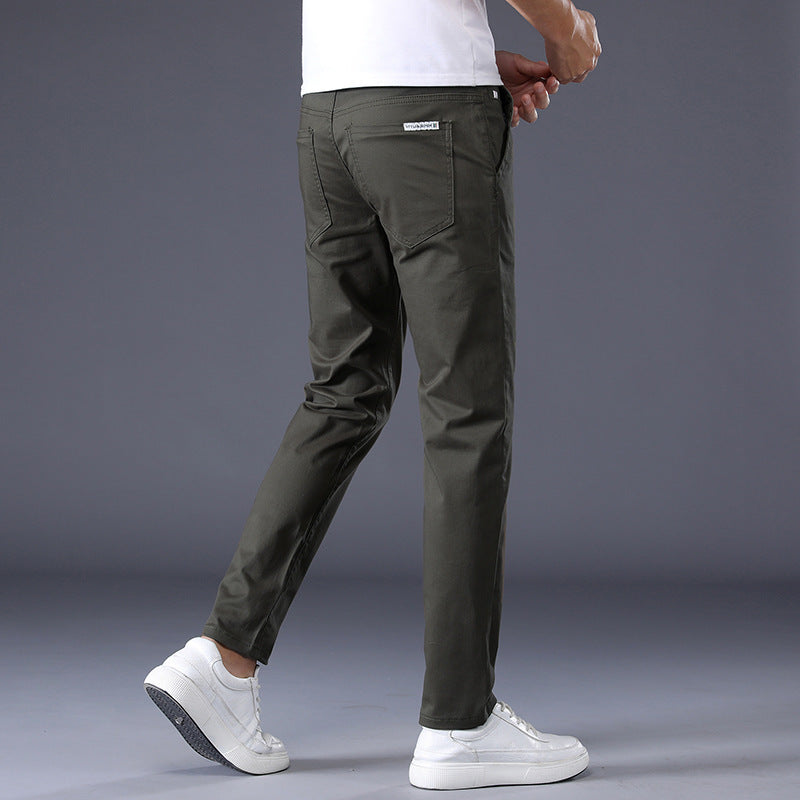 Men's Casual Elastic Slim Fit Small Straight Leg Pants