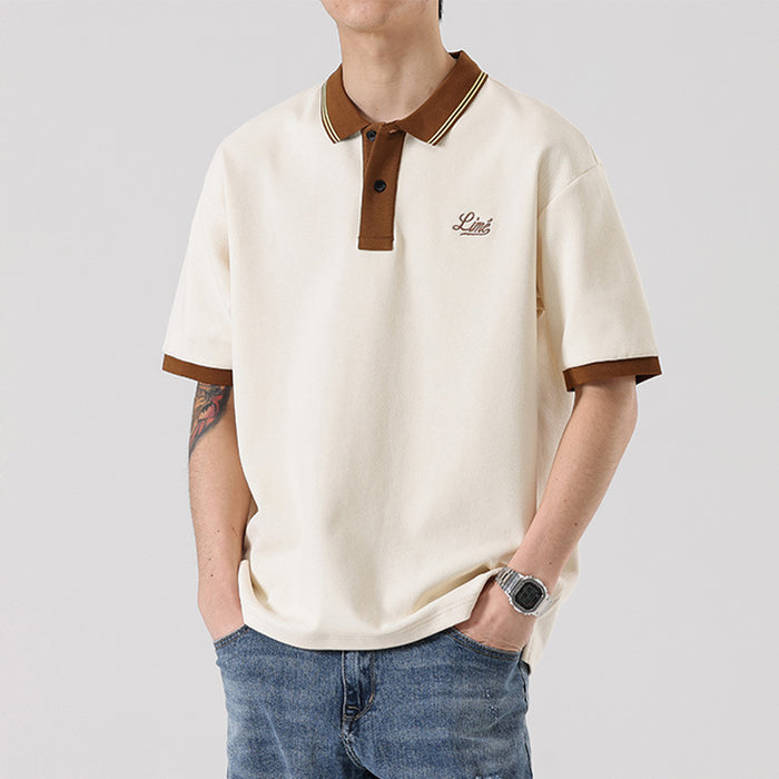 Fashion American Contrast Color Short Sleeve Men