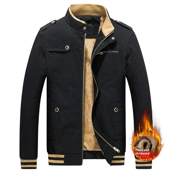 Men's Slim Fit Casual Stand Collar Fleece Padded Jacket