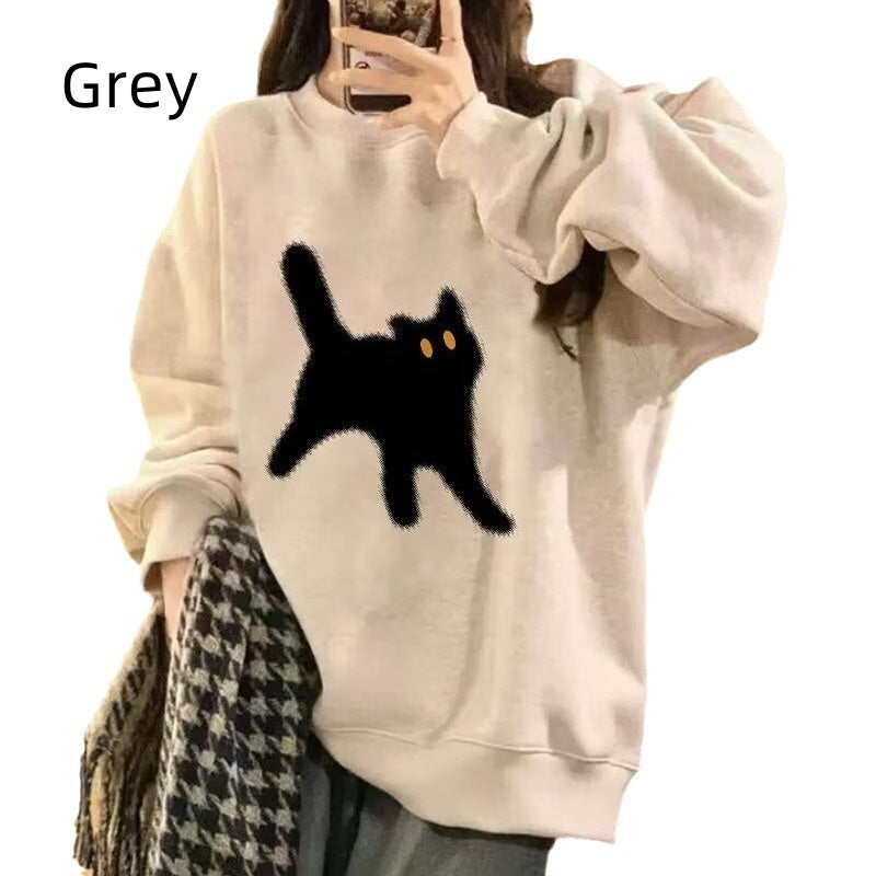 American Retro Oversize Round Neck Sweater For Women