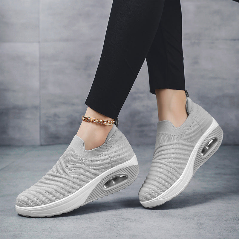 Slip-on Shoes Breathable Platform Mesh Surface Flying Woven Casual