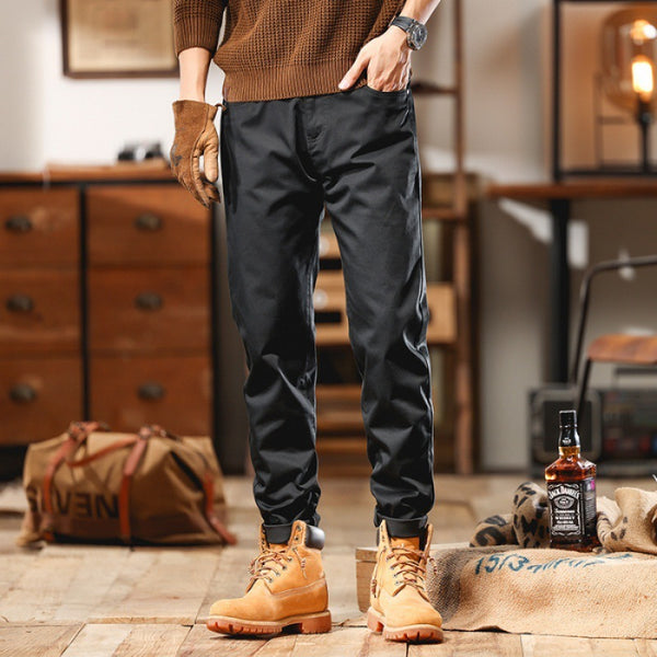 Solid Color Business Style Slim-fitting Long Pants