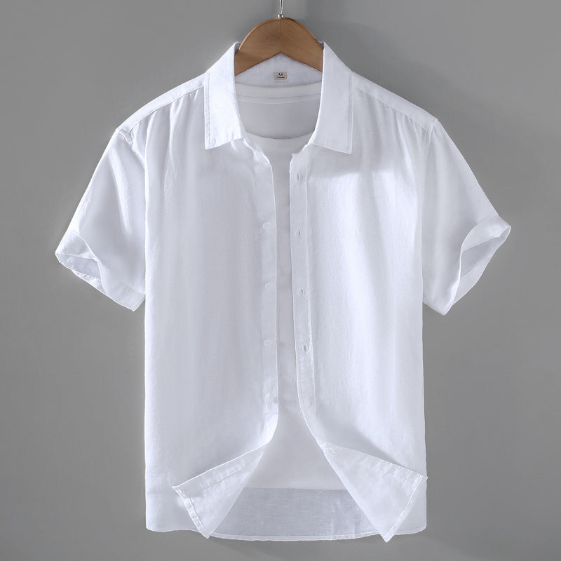 Men's Linen Short-sleeved Shirt Casual Loose