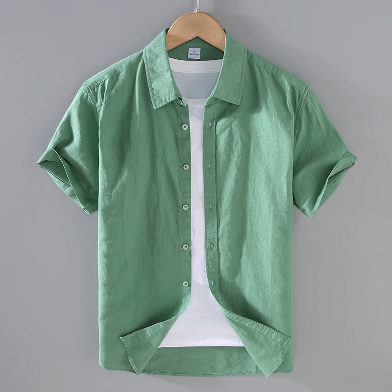 Men's Linen Short-sleeved Shirt Casual Loose